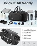 HOTOR Gym Bags for Men & Women - Spacious Duffle Bag with Shoe Compartment & Wet Pocket, Carry On Weekender Bag Portable Sports Duffel Bag for Workout, Fitness, Travel, Black, 20.5" x 11.0" x 10.6"