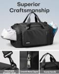 HOTOR Gym Bags for Men & Women - Spacious Duffle Bag with Shoe Compartment & Wet Pocket, Carry On Weekender Bag Portable Sports Duffel Bag for Workout, Fitness, Travel, Black, 20.5" x 11.0" x 10.6"