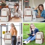 Shrrie Leather 17 inch Laptop Backpack for Women, Large Travel Backpack Purse for Casual Daypack College Work Bag