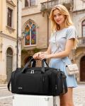 HOTOR Gym Bags for Men & Women - Spacious Duffle Bag with Shoe Compartment & Wet Pocket, Carry On Weekender Bag Portable Sports Duffel Bag for Workout, Fitness, Travel, Black, 20.5" x 11.0" x 10.6"