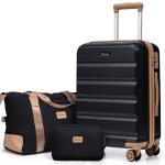 Eeeza Luggage Sets 3 Piece,Suitcases with Wheels,Carry On Luggage Set,ABS Hard Case Luggage with TSA Lock Spinner Wheels(3 Piece Sets,Black(20"/DB/TB))