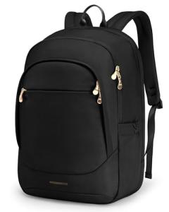 LIGHT FLIGHT Travel Laptop Backpack for 17.3" laptop, Carry on Backpack with USB Charging Hole, Water Resistant College Bookbag, Large Capacity Computer Backpacks for Work, Black