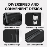 20 Inch Front Opening Cabin Suitcase Spinner Wheel Travel Rolling Luggage For Men Women Trolley Case With TSA Lock,USB Charging