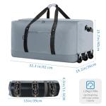 Finnhomy 120L Foldable Rolling Duffel Bag with 3 Wheels, Light Weight Travel Duffel bag with Large Loading Capacity, 32 inch Rolling Duffel bag with Shoulder Strap for Travel Camping Sports, Grey