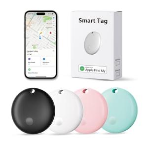 Lmrbelec Tracker Tags, Item Finder Work with Apple Find My (iOS Only), Tracking Device Locator Smart Tag for Luggage, Keys, Wallet, Bike, Bags (Multi-Color, 4 Pack)