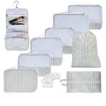 Foxy Traveler 9 Set Packing Cubes - Suitcase Organizer, Cute Packing Cubes, Travel Bags Organizer for Luggage with Hanging Toiletry and Shoe Bag, Travel Essentials for Women, Men and Kids -Stripe