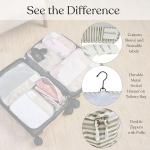 Foxy Traveler 9 Set Packing Cubes - Suitcase Organizer, Cute Packing Cubes, Travel Bags Organizer for Luggage with Hanging Toiletry and Shoe Bag, Travel Essentials for Women, Men and Kids -Stripe