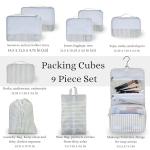 Foxy Traveler 9 Set Packing Cubes - Suitcase Organizer, Cute Packing Cubes, Travel Bags Organizer for Luggage with Hanging Toiletry and Shoe Bag, Travel Essentials for Women, Men and Kids -Stripe