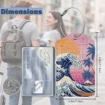 Retro Wave Ocean Sunset Luggage Tag, 3 Pack Luggage Tags for Suitcases, Cute Suitcase Tags Identifiers Bag Tags with Privacy Flap, Baggage Name Tag for Women Men Luggage Backpacks & Bags