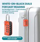 ANVIL TSA Approved Luggage Lock - 4 Digit Combination, 10,000 Combinations, Easy-Read Password Window, Travel Lock for Suitcases, Backpacks, Gym & Student Lockers, Baggage (Orange 2 Pack)