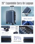 LIGHT FLIGHT Carry On Luggage 22x14x9 Airline Approved, Carry On Suitcases with Wheels, Expandable Hardside Lightweight Rolling Travel Luggage with TSA Lock 20 Inch Carryon, Royal Blue
