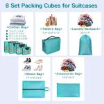 FREEAMG Packing Cubes 8 Set Suitcase Packing Cubes Breathable Mesh Travel Cubes Organizer for Packing Lightweight Vacation Travel Essentials Accessories (Green)