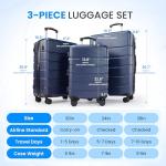 Simple Deluxe 28 Inch Expandable Hardside Carry On with Spinner Wheels & TSA Lock, ABS Hard Shell Lightweight Rolling Luggage Suitcase, Blue