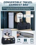 RAINSMORE 3 in 1 Garment Bags for Travel, 45L Convertible Garment Duffle bag for Hanging Clothes, Suit Travel Bag for Business Trips with Shoulder Strap, Carry On Suit Luggage for Men Women,Blue