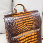 Genuine Crocodile Leather Backpack for Men Stylish Business Laptop Bag Large Capacity Travel Backpack