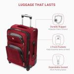 SwissGear Sion Softside Expandable Luggage – Carry-On Suitcase with 360 Degree Wheels & Retractable Handle – 21 Inch, Perfect for 1-3 Night Trips – Burgundy