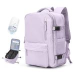 Vacuum Travel Backpack with Pump for Women, Personal Item Carry on Backpacks Flight Approved 18x14x8 inches for Men,Laptop Waterproof Work Compression bags Casual Daypack. (Purple)