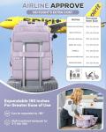 Vacuum Travel Backpack with Pump for Women, Personal Item Carry on Backpacks Flight Approved 18x14x8 inches for Men,Laptop Waterproof Work Compression bags Casual Daypack. (Purple)