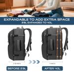 Fxcelets Travel Backpack for Men, Expandable Carry on Backpack, TSA 17.3 inch Laptop Bag Flight Approved, Lightweight Business Luggage Bag, Travel Gifts for Men Women, Black