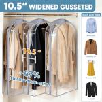 BALEINE 40'' Clear Garment Bags for Hanging Clothes, 10.5'' Wide PEVA Suit Bag for Closet Clothes Dresses Coat (Clear, 1PK)