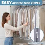 BALEINE 40'' Clear Garment Bags for Hanging Clothes, 10.5'' Wide PEVA Suit Bag for Closet Clothes Dresses Coat (Clear, 1PK)