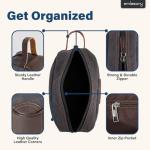 emissary Travel Toiletry Bag for Men, Leather and Canvas Toiletry Bags, Dopp Kit for Men, Travel Bathroom Bag Men's Shaving Kit, Travel Kit Small Bag for Men, Shaving Bag for Travel Accessories (Gray)