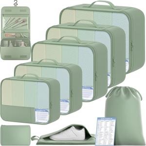 BAGAIL 9 Set Packing Cubes Luggage Packing Organizers for Travel Accessories (Matcha Green)
