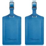 Travelambo Luggage Tags for Suitcases Faux Leather Privacy Protection 2 Pack Bag Tags Travel Accessories Essential, Steel Blue