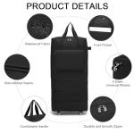 Foldable Duffel Bag, Large Expandable Rolling Travel Duffle Bag with Wheels Waterproof Collapsible Carry on Luggage for Women Men Duffel Bag with Wheels and Handle-Black