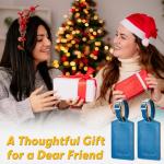 Travelambo Luggage Tags for Suitcases Faux Leather Privacy Protection 2 Pack Bag Tags Travel Accessories Essential, Steel Blue