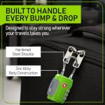 Untethered TSA Luggage Locks (3 Pack) – Resettable 3-Digit Combination TSA Approved Travel Padlocks for Suitcases, Backpacks, Gym Bags & Checked Baggage (3 Pack | Green)