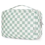 Narwey Small Hanging Travel Toiletry Bag for Women, Travel Bag for Toiletries, Checkered Makeup Bag Organizer Cosmetic Bags Make Up Bags for Girls (Mint Green Checkerboard)