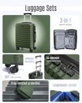 LIGHT FLIGHT Luggage Sets, 3 Piece Durable Suitcase Set with Spinner Wheels, 3 Pcs Hardside Lightweight luggage with TSA Lock, Large Checked Travel Suitcases, 20/24/28 Inch, Pine Green