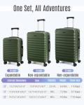 LIGHT FLIGHT Luggage Sets, 3 Piece Durable Suitcase Set with Spinner Wheels, 3 Pcs Hardside Lightweight luggage with TSA Lock, Large Checked Travel Suitcases, 20/24/28 Inch, Pine Green