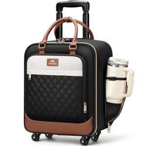 MATEIN Underseat Carry On Luggage with 4 Spinner Wheels, 16 Inch Rolling Laptop Bag Women, Wheeled Briefcase 18x14x8 Personal Item Travel Bag, Small Airline Approved Roller Computer Suitcase for Work