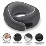 WANDER PLUS® Travel Pillow, 100% Pure Memory Foam Travel Neck Pillow Airplane Neck Support Ergonomic Design Best for Sleeping Plane Car Train Office Flight for Adults Grey