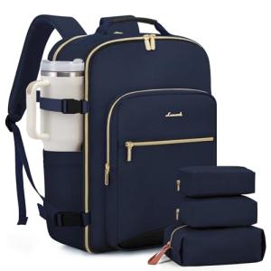 LOVEVOOK 40L Large Travel Backpack for Women Men, 17 Inch Carry on Backpack for Traveling on Airplane, Personal Item Travel Bag Airline Approved, Business Causal Weekender Backpack, Blue-Black