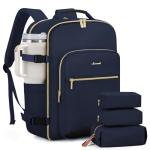 LOVEVOOK 40L Large Travel Backpack for Women Men, 17 Inch Carry on Backpack for Traveling on Airplane, Personal Item Travel Bag Airline Approved, Business Causal Weekender Backpack, Blue-Black