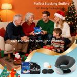 Upgraded Travel Pillow Memory Foam Neck Pillow Airplane- 360° Support Travel Pillows for Airplanes, With Eye Mask & Earplugs, Portable Carry Bag for Long Flights, Train| Best Travel Essentials