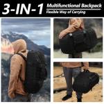 Hannibal Tactical 65L Large Duffle Bag, 3-in-1 Tactical Backpack MOLLE Pack for Sports, Gym, Outdoor, Black
