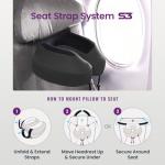 Cabeau Airplane Travel Pillow for Long Flights - Evolution S3 - Supportive Memory Foam with Seat Straps to Secure Your Head and Neck and Provides 360° Support (Steel Grey)