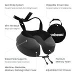 Cabeau Airplane Travel Pillow for Long Flights - Evolution S3 - Supportive Memory Foam with Seat Straps to Secure Your Head and Neck and Provides 360° Support (Steel Grey)
