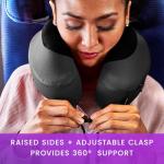 Cabeau Airplane Travel Pillow for Long Flights - Evolution S3 - Supportive Memory Foam with Seat Straps to Secure Your Head and Neck and Provides 360° Support (Steel Grey)