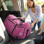 Bago Large Foldable Duffel Bags for Traveling Women & Men - 80L Packable Duffle Bag for Travel with Shoe Compartment - Water Repellant, Heavy Duty, Lightweight Folding & Collapsible (SnowPink)