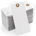 White Tags With String Attached, 200 Pcs Large Marking Paper Hanging Tags With Elastic Rope, Writable Price Blank Gift Tags for All Occasions