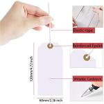 White Tags With String Attached, 200 Pcs Large Marking Paper Hanging Tags With Elastic Rope, Writable Price Blank Gift Tags for All Occasions
