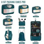 Veken 8 Set Packing Cubes for Travel Essentials, Suitcase Organizer Bags in 4 Sizes, Carry-On Luggage Accessories with Large Laundry & Hanging Toiletry Bag, Must-Have for Airplane, Road Trip & Camping
