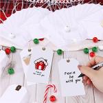 White Tags With String Attached, 200 Pcs Large Marking Paper Hanging Tags With Elastic Rope, Writable Price Blank Gift Tags for All Occasions