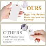White Tags With String Attached, 200 Pcs Large Marking Paper Hanging Tags With Elastic Rope, Writable Price Blank Gift Tags for All Occasions