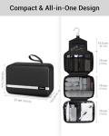 Maliton Toiletry Bag for Men & Women Travel Toiletry Bag Hanging Toiletry Bag Hygiene Organizer with 4 Compartments Waterproof Bathroom Shower Bag Large Toiletries Travel Bag(Black)